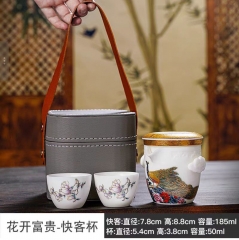 TT0002 Flower Travel Tea Set 花开富贵旅行茶具