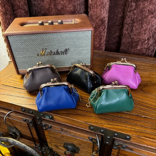 BAG009 New Fashion Sheep Skin Coin Bag 新款头层羊皮复古口金包小元宝包