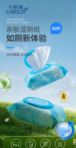 CEA089 CARICH Skin Friendly Wet Toilet Tissue 卡丽施牌亲肤湿厕纸 80PCS