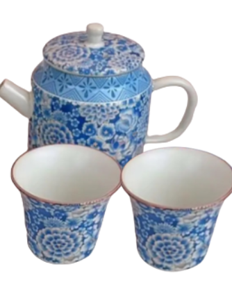 BOWL01 Porcelain Bowl + Tray 青花万花三才盖碗汝窑可开片+托盘