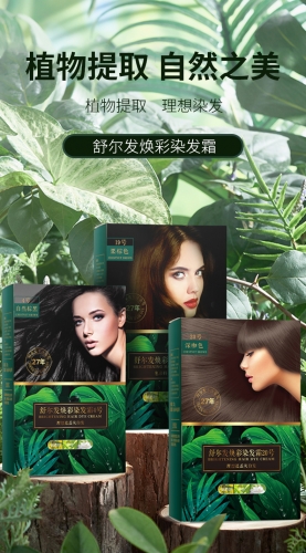 LGW547  GREENLEAF Brightening Hair Dye Cream 舒尔发焕彩染发霜 120G (1剂60G+2剂60G) - 4号自然黑色