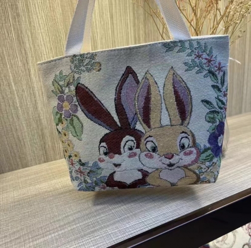 ZB003 MENG MENG TU EMBROIDERY BAG萌萌兔刺绣小提包（18*25）