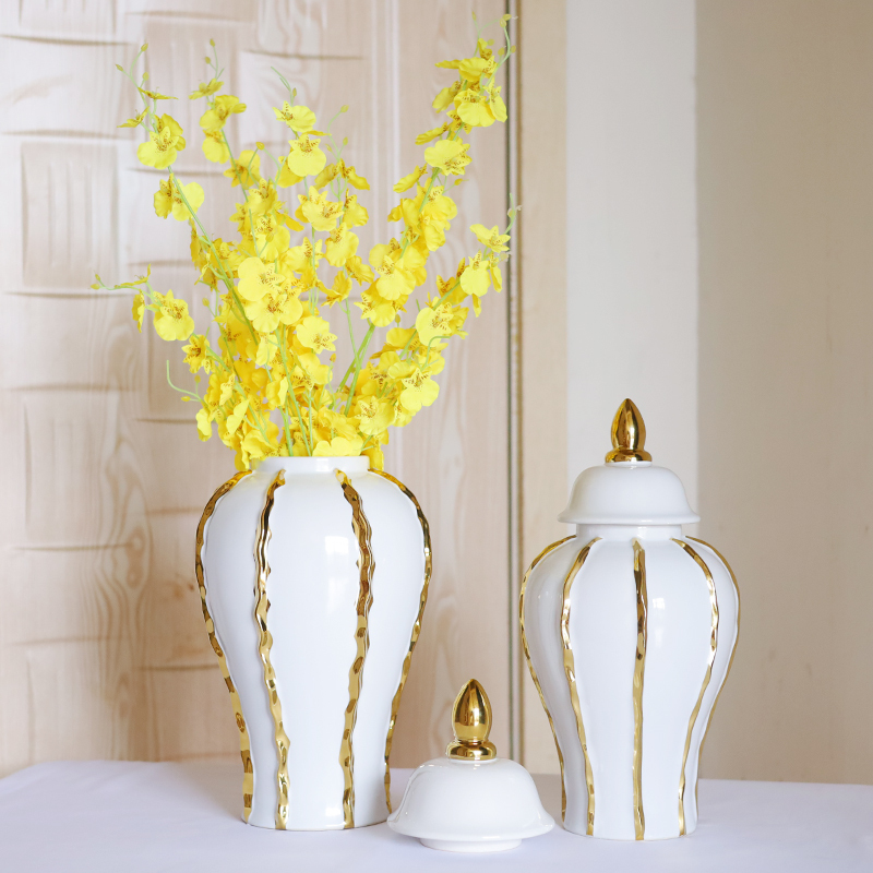 Ceramic Flower Vase Porcelain Ginger Jar Traditional Table Centerpieces Decorative Jar