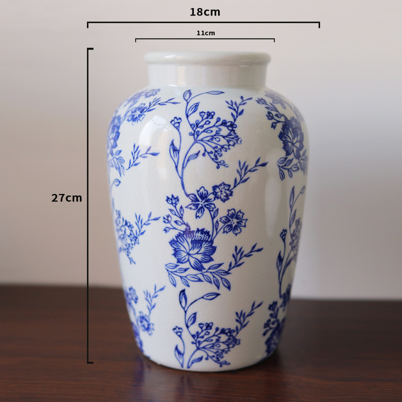 Chinoserie Blue and White Tangled Flower Small Medium Big Ceramic Vases for Home Decor