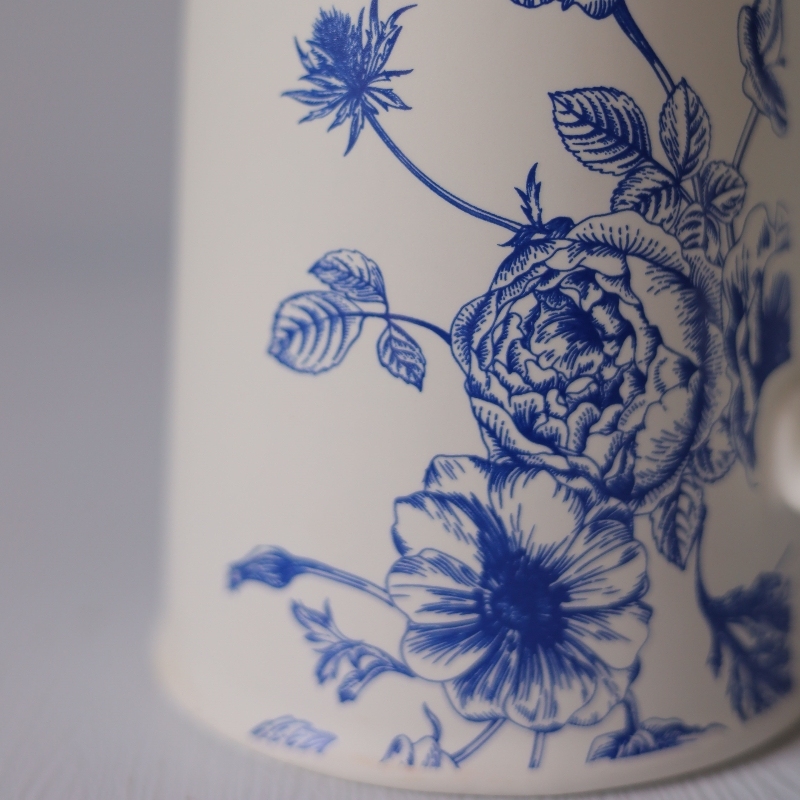 Blue and White Hand Painted Flora Ceramic Pitcher Vases  for Artificial Flower Arrangement