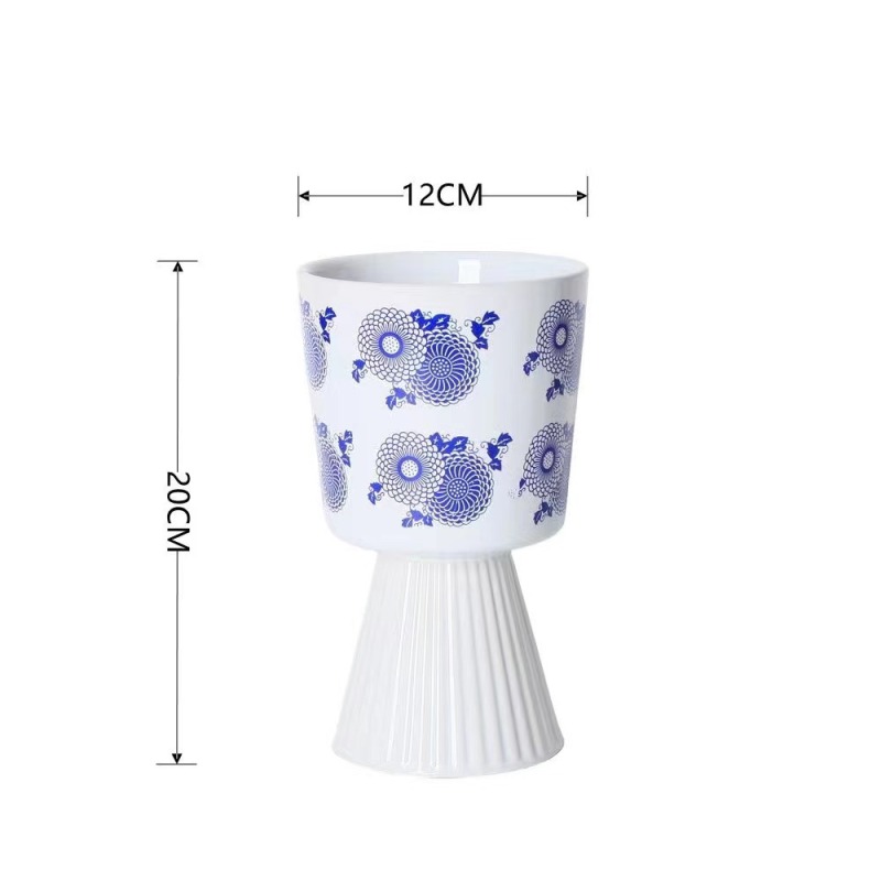 Nordic Modern Design White Elevated Ceramic Planters & Pots Flowerpot For Living Room