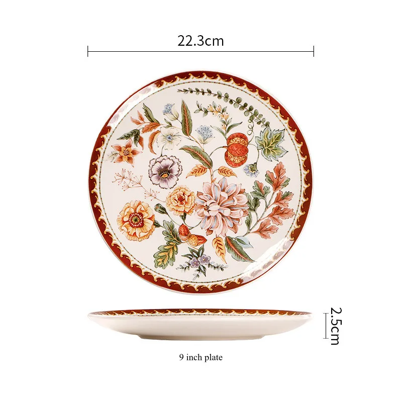 Blooming Moment Ceramic Plates and Bowls Sets including Dinner Plates, Dessert Plates, Cereal Bowls, Microwave & Dishwasher Safe