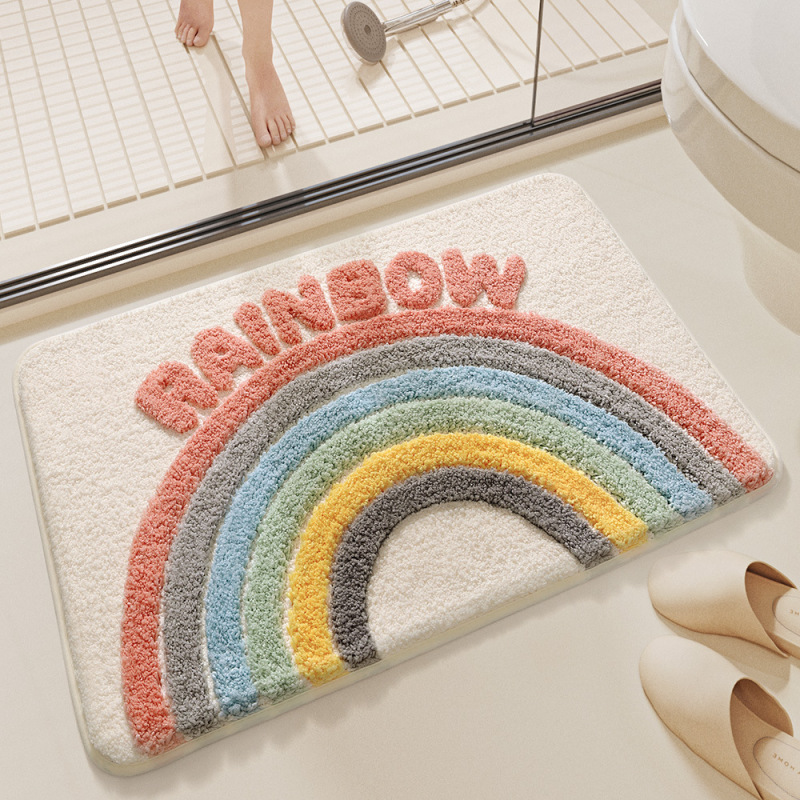 Extra Soft and Absorbent Bathroom Rug - Non-Slip and Comfortable for Bathroom Floor, Sink, Bathtub and Shower Room - Rainbow Bath Mat for Bathroom Accessories and Supplies