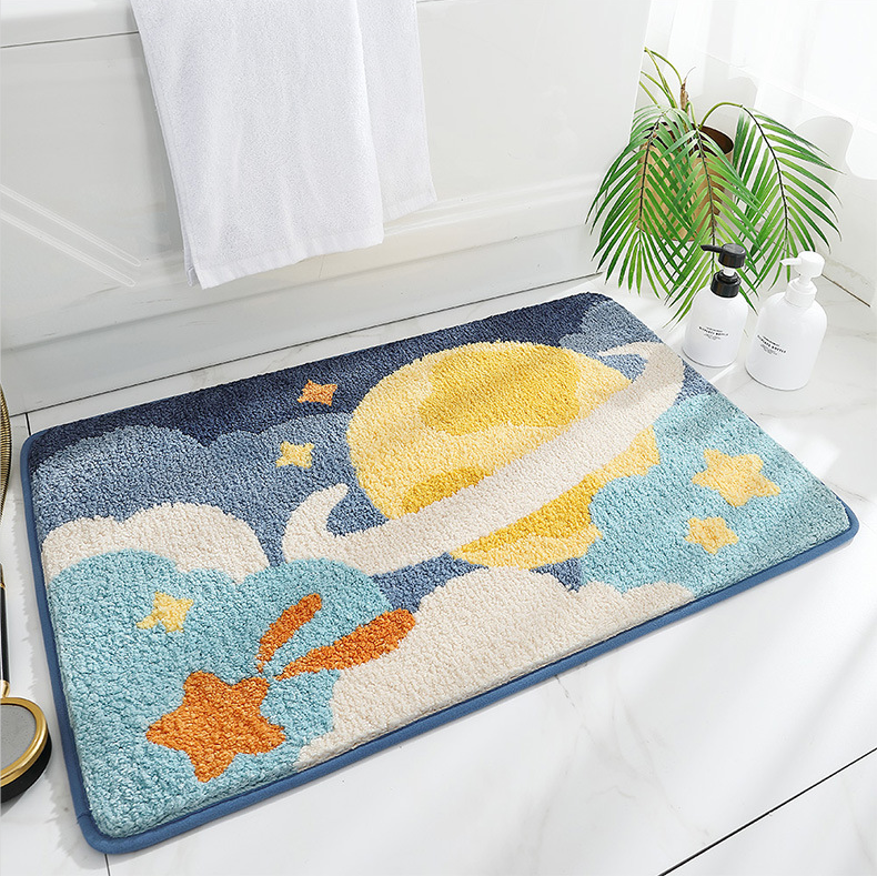 Cute Planet Pattern Series - Absorbent Bath Mat- Nonslip Bathroom Floor Mat Indoor Entrance Doormat Bathroom Rug Carpet for Bathroom Bath Kitchen 40x60cm | 50*80cm