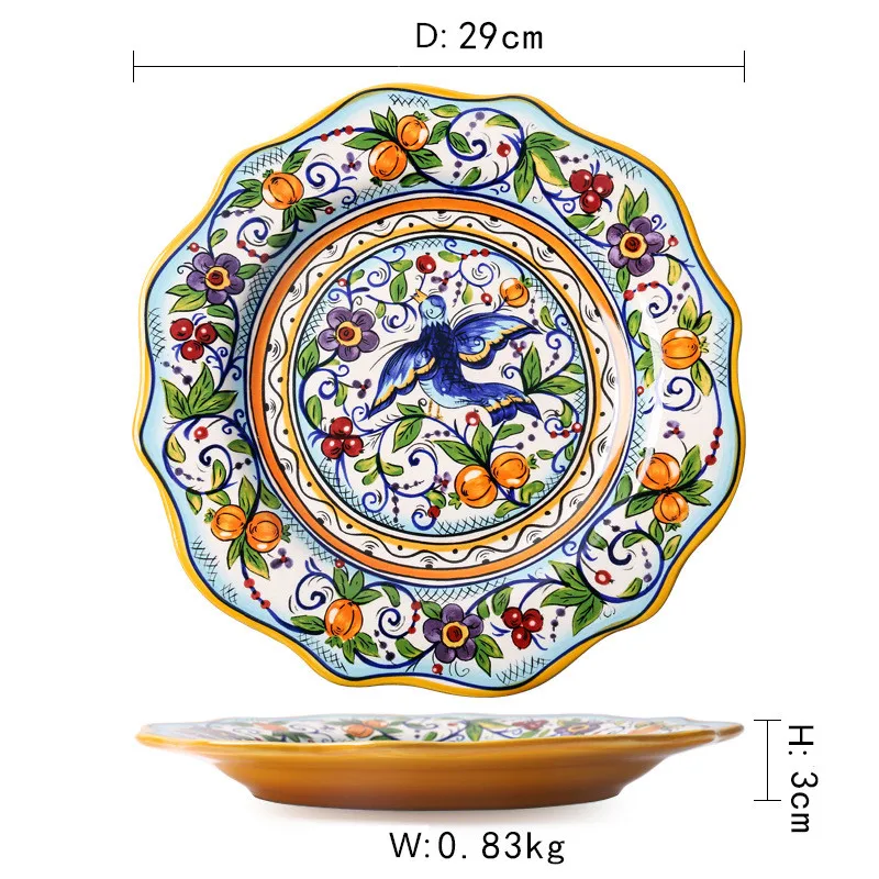 Hand-painted Creative Irregular Bohemian Porcelain Dish Dinner Salad Charger Plate
