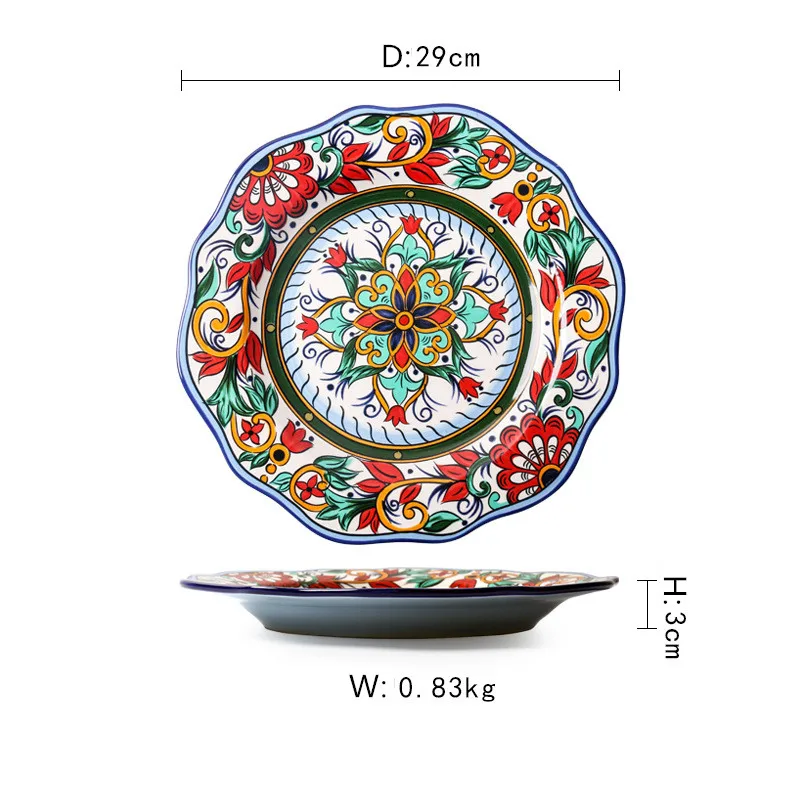 Hand-painted Creative Irregular Bohemian Porcelain Dish Dinner Salad Charger Plate
