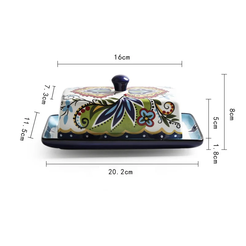 Ceramic Butter Plate With Lid Snacks Compote Nut Cake Dish Cheese Grease Storage Box