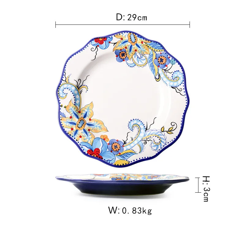 Hand-painted Creative Irregular Bohemian Porcelain Dish Dinner Salad Charger Plate