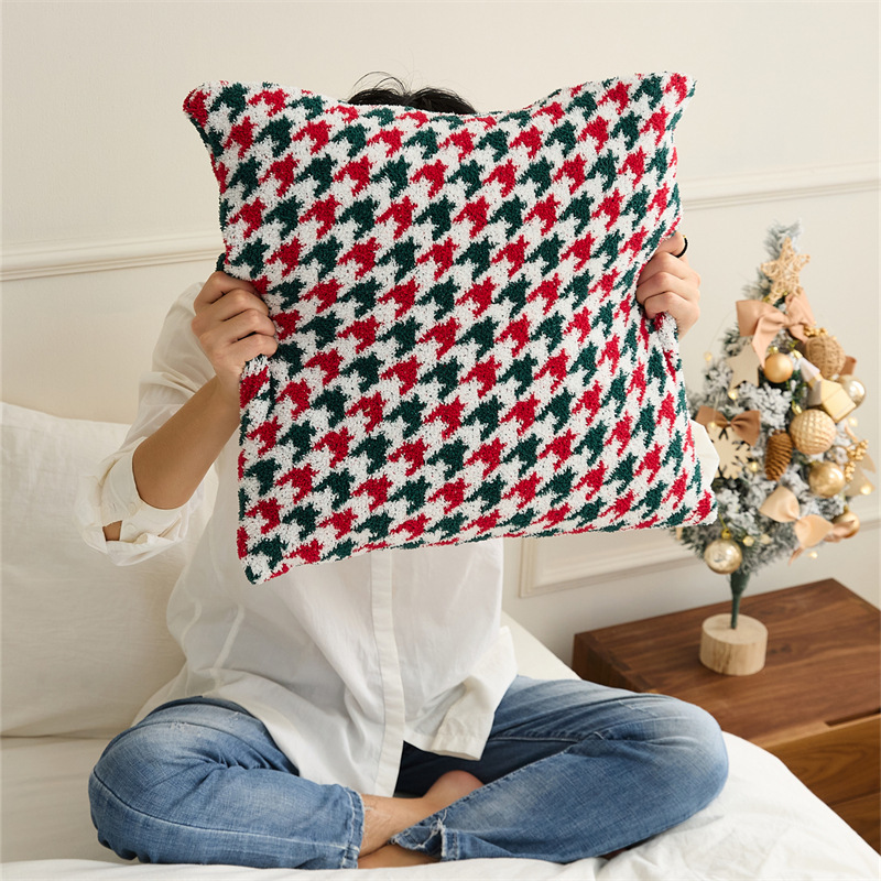 Fluffy Microfiber Blanket Throw & Pillow Cover for Bed Sofa Couch Xmas - Cozy Winter Warmer Blanket Decorative Blankets Throw Blanket Pillow Cover- Color: Houndstooth & Windmill