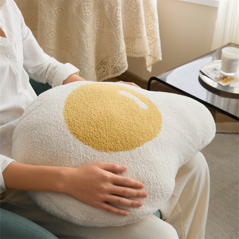 Fried Heart Shaped Egg Polyester Fluffy Pillow for Sofa Bed Couch Decoration