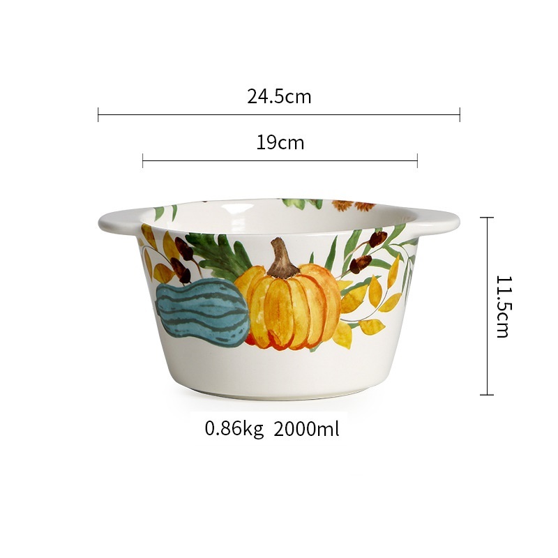 Bohemia Double Ears Deepen Soup Bowl Fruit Salad Bowl Large Ice Bucket Bowl