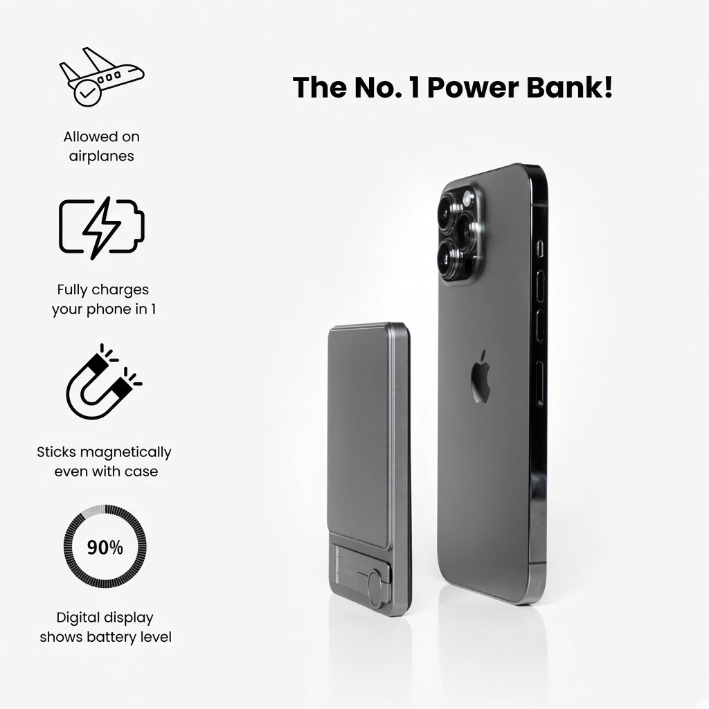 Nordcharge - magnetic power bank with overheat protection