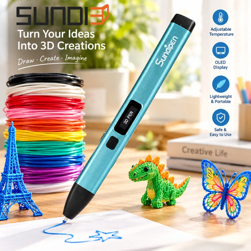 Sundi3D 3D pen for kids and adults with colorful filament for creative projects