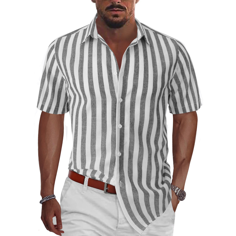 GLESTORE Mens Shirts Casual Short Sleeve Button Down Shirts for Male