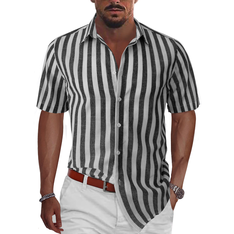 GLESTORE Mens Shirts Casual Short Sleeve Button Down Shirts for Male