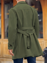 GLESTORE Men 1pc Double Breasted Belted Trench Coat
