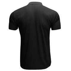 GLESTORE Men's Polo Shirt Casual Polo Shirt Elastic Stripe Short Sleeves