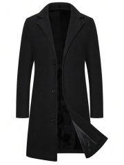 GLESTORE Men's Casual Trench Coat Slim Fit Notched Collar Long Jacket Overcoat Single Breasted Pea Coat