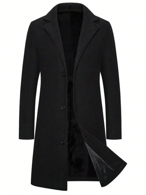 GLESTORE Men's Casual Trench Coat Slim Fit Notched Collar Long Jacket Overcoat Single Breasted Pea Coat