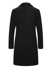 GLESTORE Men's Casual Trench Coat Slim Fit Notched Collar Long Jacket Overcoat Single Breasted Pea Coat