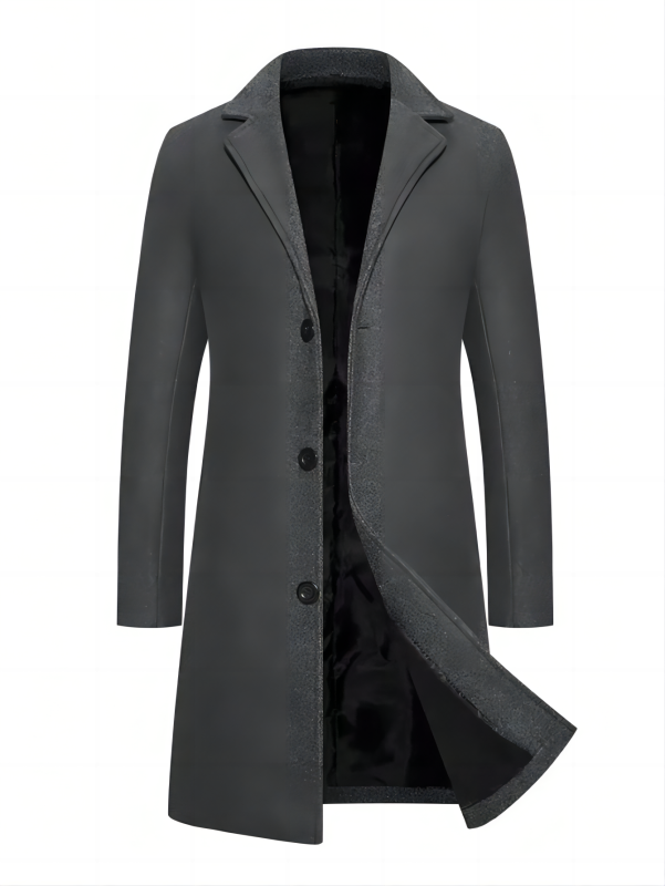 GLESTORE Men's Casual Trench Coat Slim Fit Notched Collar Long Jacket Overcoat Single Breasted Pea Coat