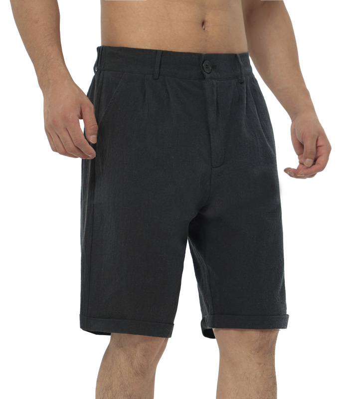 Mens Summer Shorts Linen Shorts Men Casual Shorts with Pocket