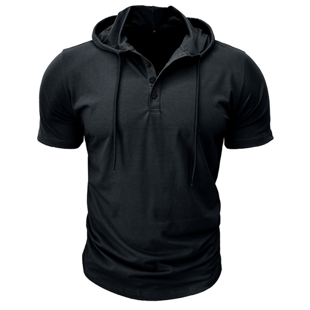 Mens Short Sleeve Hoodie Workout Hoodies Athletic Cotton Blend Sweatshirt Fashion T-Shirts