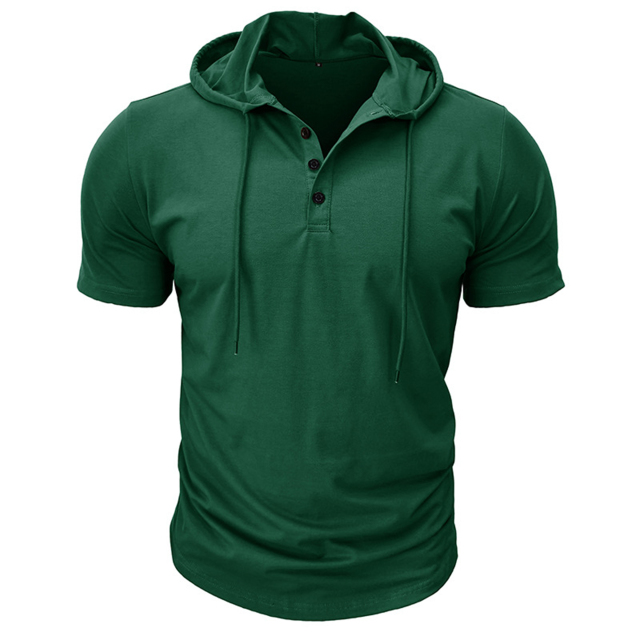 Mens Short Sleeve Hoodie Workout Hoodies Athletic Cotton Blend Sweatshirt Fashion T-Shirts