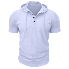 Mens Short Sleeve Hoodie Workout Hoodies Athletic Cotton Blend Sweatshirt Fashion T-Shirts