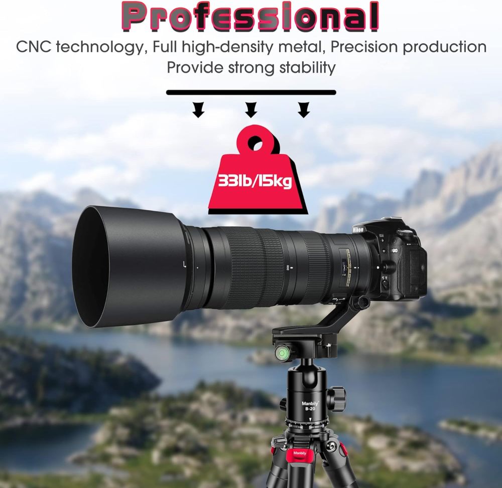 Manbily Ball Head for Shooting Stick Tripod, CNC Metal Aluminum Clamp Rest Head for Hunting, 360° Panoramic Ball Head for DSLR Camera, Load up to 33lbs/15kg