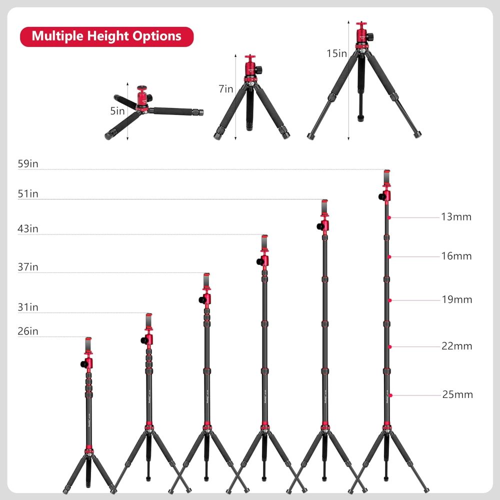 Manbily Cell Phone Camera Selfie Stick Tripod Monopod with Wireless Remote, Extendable Travel Tripod Aluminum Extension Rod Ball Head Phone Holder Carry Bag,Projector Tripod,for Video Vlogging Live