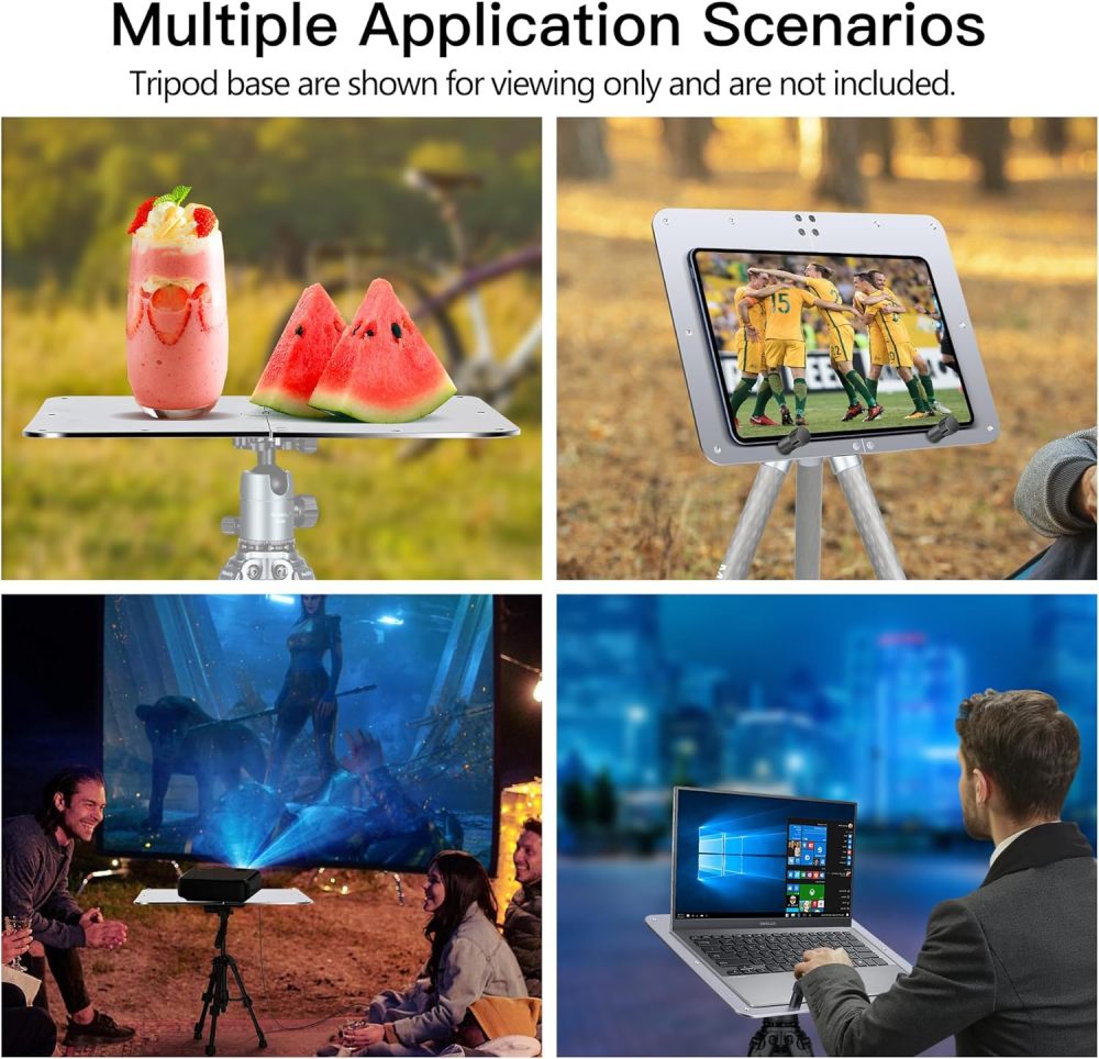 Manbily Laptop Notebook Projector Tray Pallet for Tripod Stand Portable Foldable Holder Platform CNC Aluminum Design
