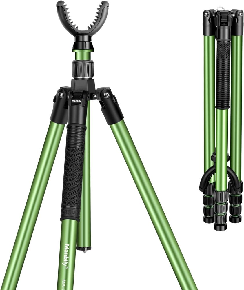 Hunting Tripod, Manbily Shooting Stick Tripod for Hunting, 73" Aluminum Tripod Stand with Removeable U-Shaped Shooting Rest-Green