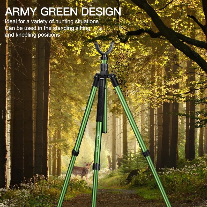 Hunting Tripod, Manbily Shooting Stick Tripod for Hunting, 73" Aluminum Tripod Stand with Removeable U-Shaped Shooting Rest-Green