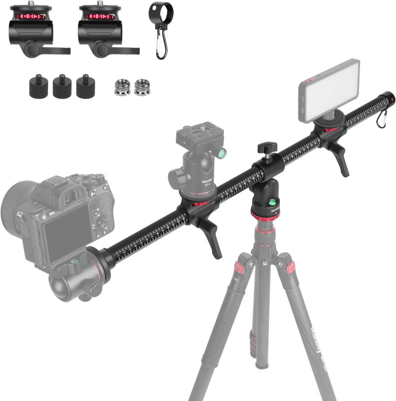 Manbily Tripod Extension Arm, 27.6" Horizontal Tripod Centre Column, Aluminum Three-Mount Tripod Accessory Bar 360° Rotatable Tripod Boom Arm for Camera Overhead Shoot