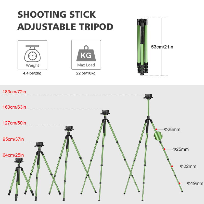 Manbily Shooting Tripod with Saddle Mount Set for Hunting, MA-284GL + U-3 (Green / Black)