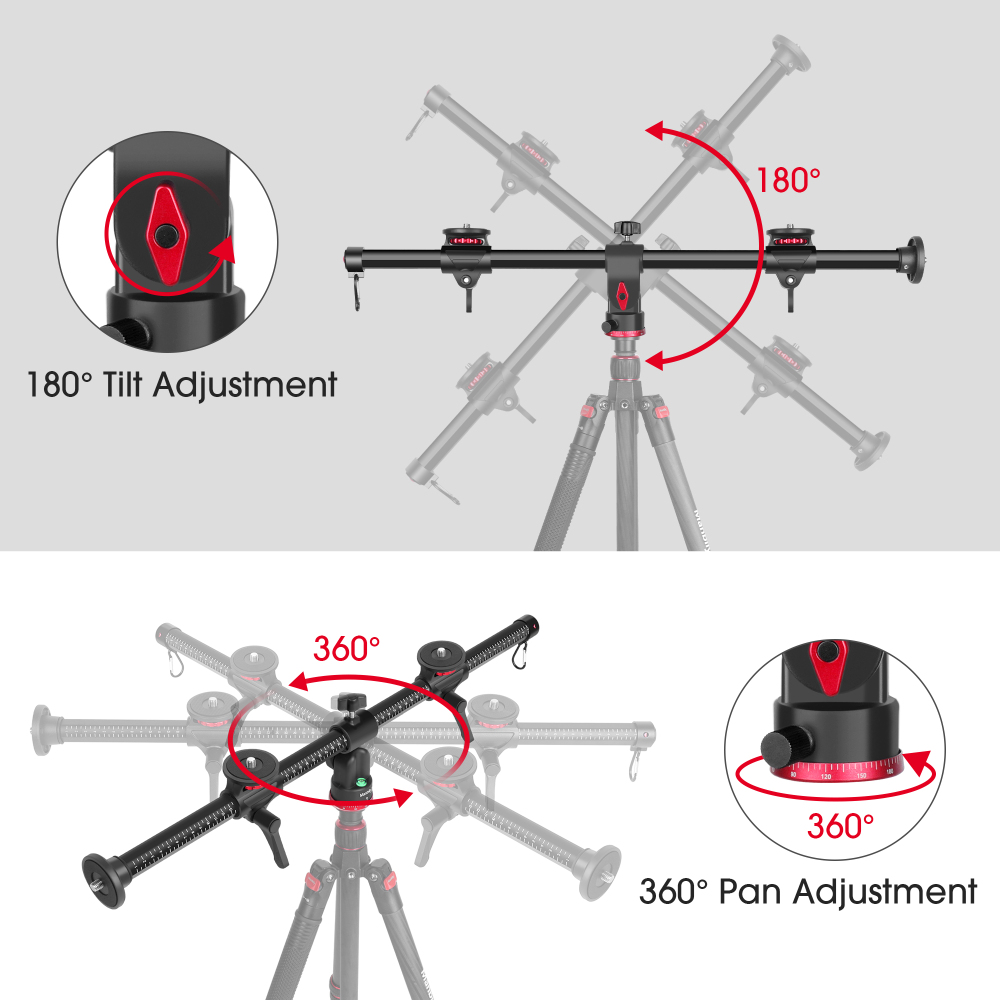 Manbily Tripod Extension Arm, 27.6" Horizontal Tripod Centre Column, Aluminum Tripod Accessory Bar 360° Rotatable Tripod Boom Arm, ZW-70