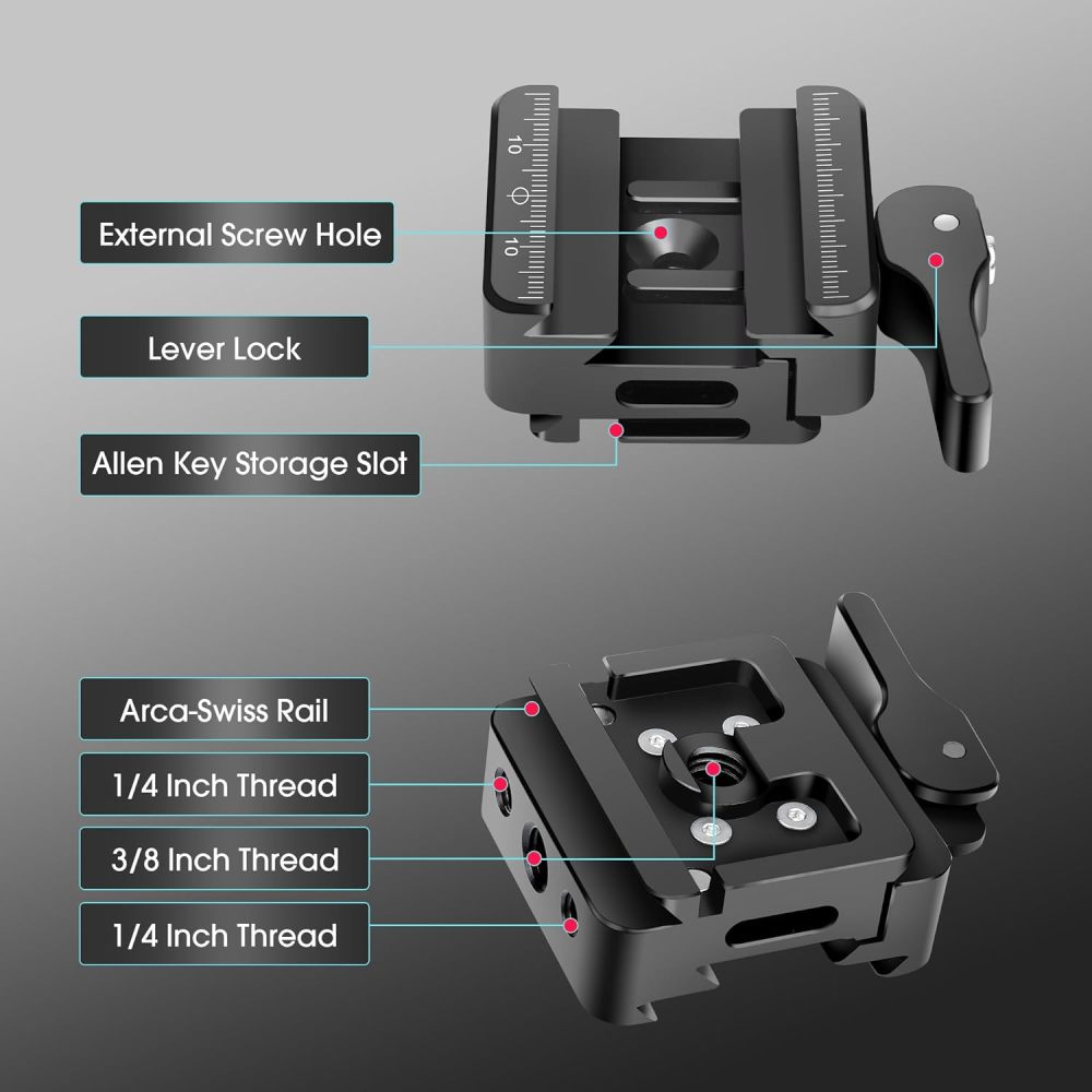 Manbily Picatinny Arca Swiss Plate, Adapter for Arca Swiss Compatible Tripod Mount Ball Head Quick Release Plate Clamp (PA-02)