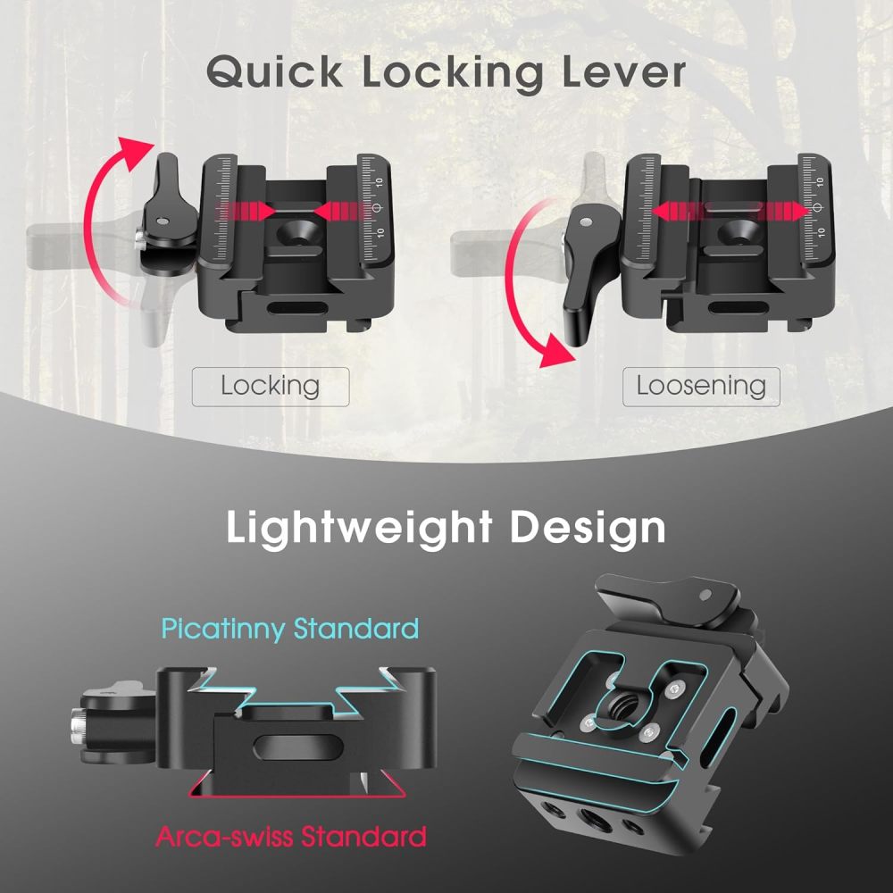 Manbily Picatinny Arca Swiss Plate, Adapter for Arca Swiss Compatible Tripod Mount Ball Head Quick Release Plate Clamp (PA-02)