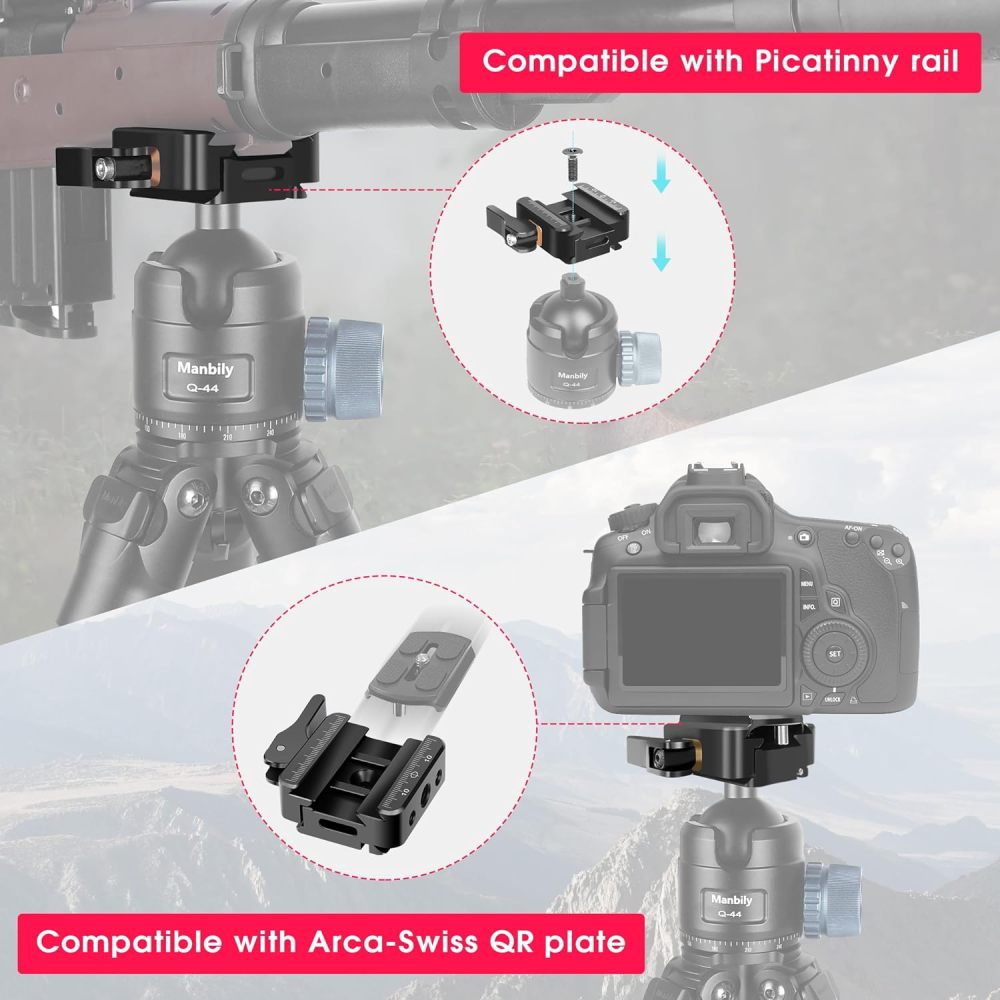 Manbily Picatinny Arca Swiss Plate, Adapter for Arca Swiss Compatible Tripod Mount Ball Head Quick Release Plate Clamp (PA-02)