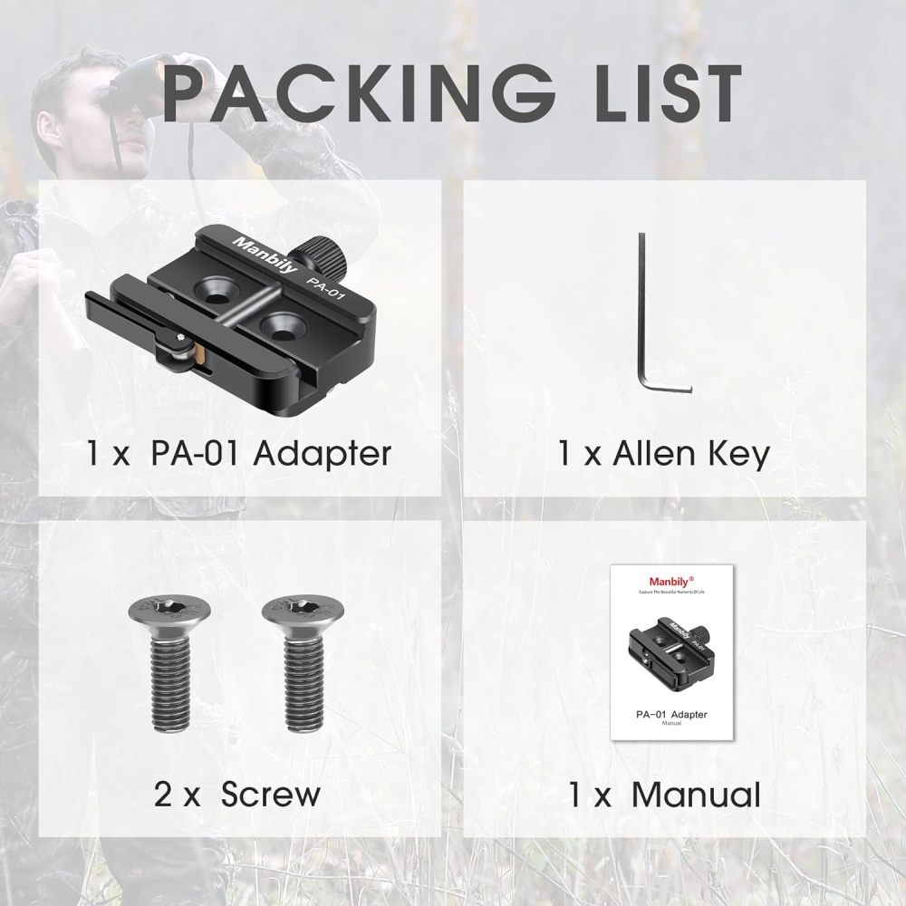 Manbily Picatinny Arca Swiss Clamp Plate, Dovetail Rail Picatinny/NATO to ARCA Adapter Hunting Tripod Mount-PA-01