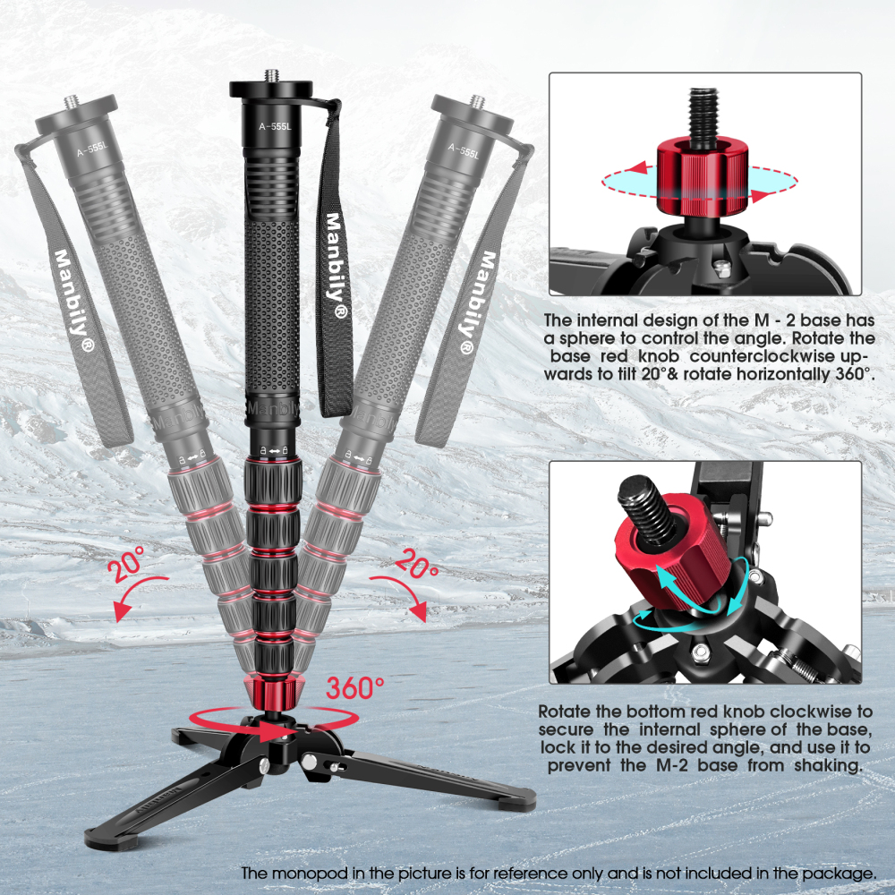 Manbily (M-2) Mini Tripod Base for Monopod