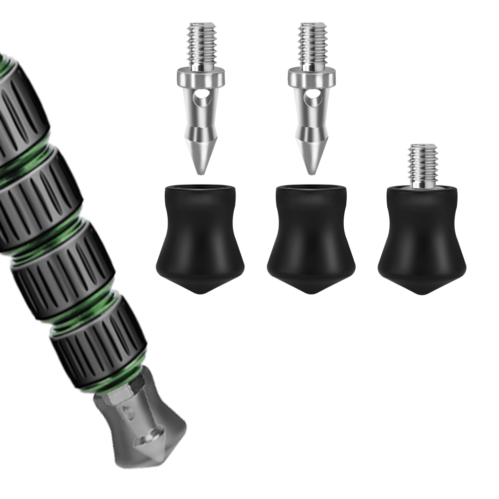 Manbily 3Pcs Non-slip Rubber Foot & Metal Spike 3/8 inch for Camera Tripod Monopod
