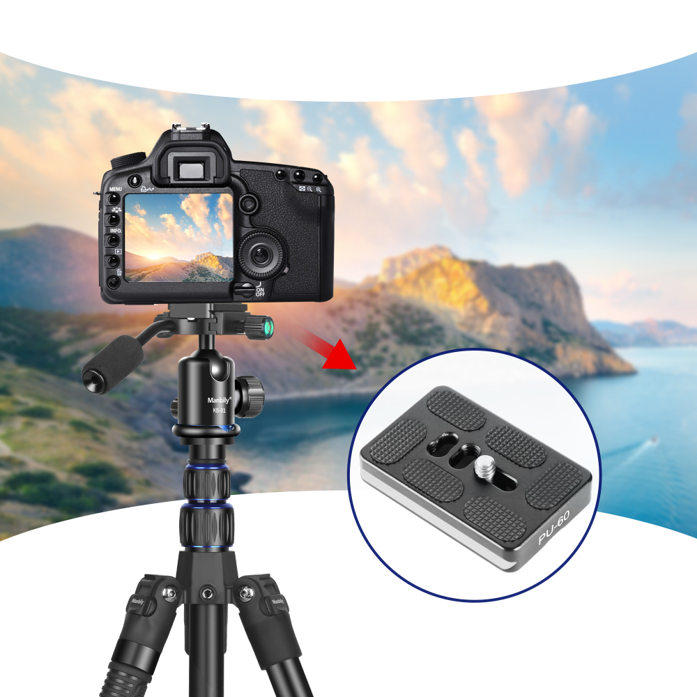 Manbily Pack Of 2 Tripod Head Quick Release Plates for Ball Head, (60mm*38mm*10mm) Tripod Adapter Mount Arca-Swiss PU-60