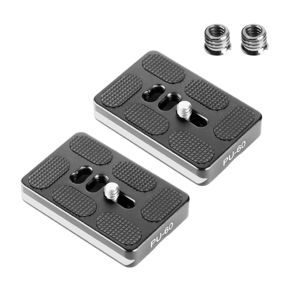 Manbily Pack Of 2 Tripod Head Quick Release Plates for Ball Head, (60mm*38mm*10mm) Tripod Adapter Mount Arca-Swiss PU-60